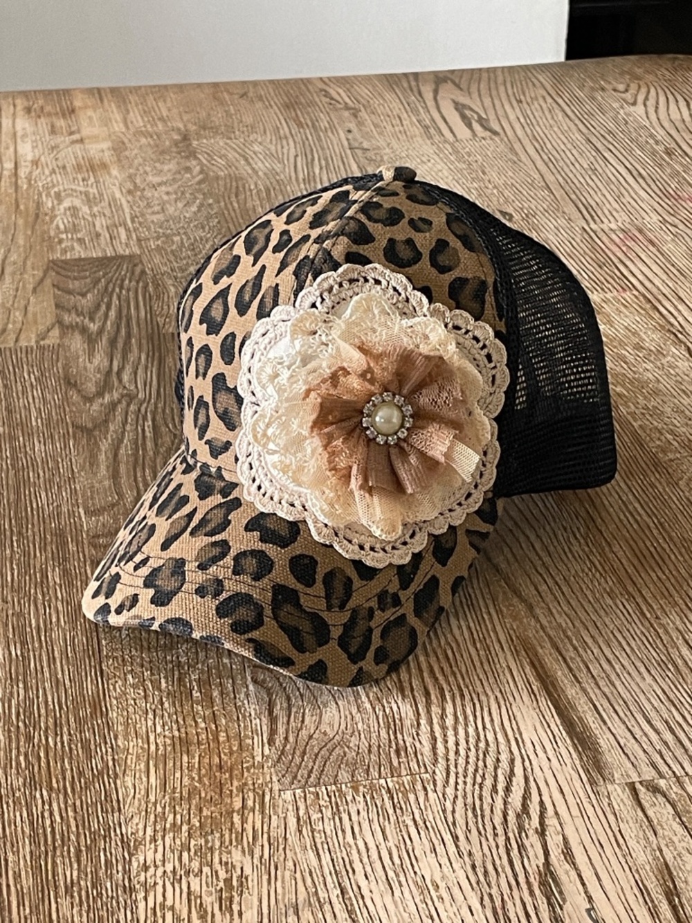 Womens Hats, Womans Bling Rhinestone Cap, Trucker Style Hat, Suede Hat, Leopard - Picture 3 of 7